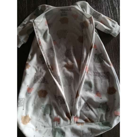 Carter's 0-3 month Long Sleeve Fleece Zippered Animal Print Sleep Sack Sleeper - Picture 5 of 10